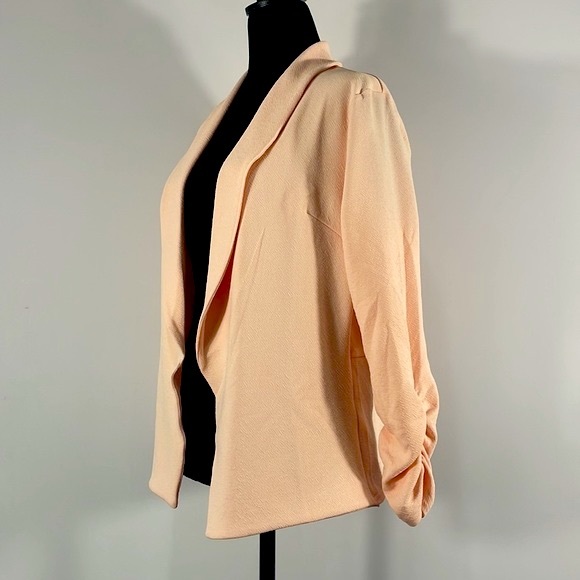Pink, Open Front Blazer, Large, rousted sleeve, jacket,cardigan,ruched sleeve - Picture 2 of 7